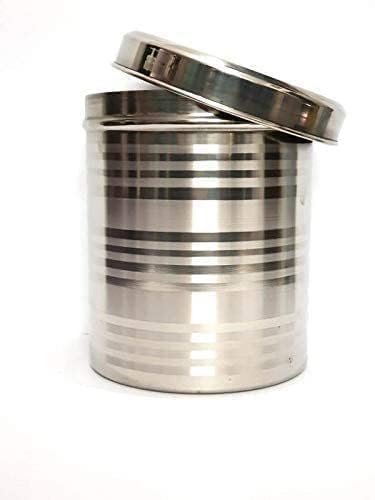 Stainless Steel Container 1 Piece, Silver Stainless Steel Round Dabba Canister Contain Food/Dough/Liquid Capacity NO Joints Storage Box (500 ml)