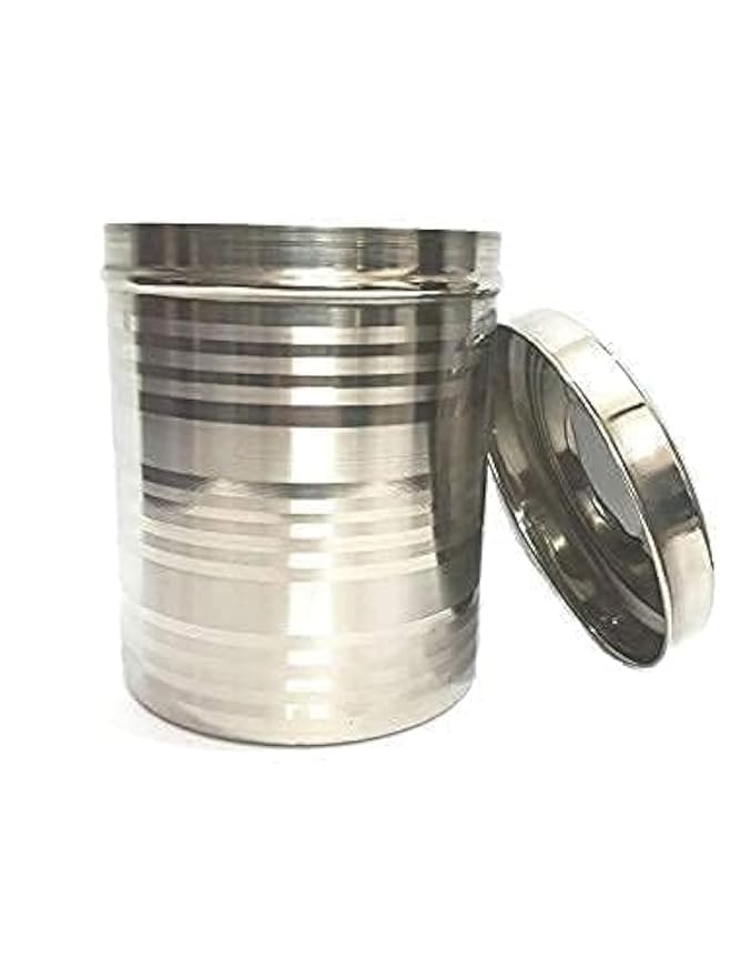 Stainless Steel Container 1 Piece, Silver Stainless Steel Round Dabba Canister Contain Food/Dough/Liquid Capacity NO Joints Storage Box (500 ml)