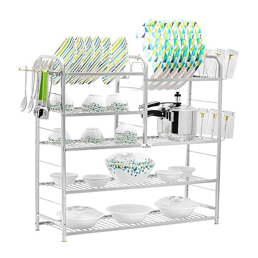 Wall Mount Kitchen Utensils Dish Rack | Stainless Steel Utensil Stand With Plate & Cutlery Holder (31 X 30 Inches) | (18 x 24)