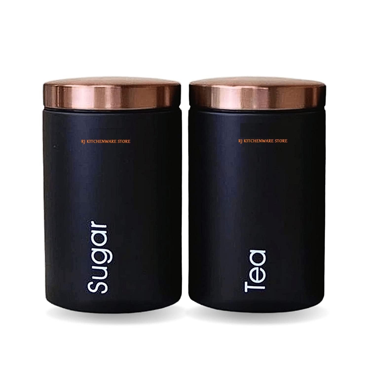 Tea Coffee Sugar Containers Set Jars For Kitchen | Stainless Steel Canister| 500 Gms, Black (Tea & Sugar Containers (Black))
