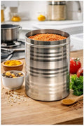 Stainless Steel Container 1 Piece, Silver Stainless Steel Round Dabba Canister Contain Food/Dough/Liquid Capacity NO Joints Storage Box (500 ml)