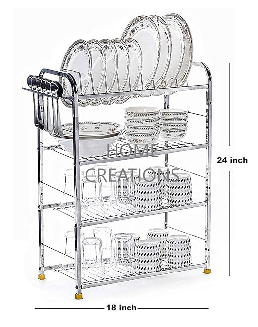 Wall Mount Kitchen Utensils Dish Rack | Stainless Steel Utensil Stand With Plate & Cutlery Holder (31 X 30 Inches) | (18 x 24)