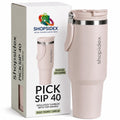 Tumbler with Straw & Top Handle 1.2L | Insulated Stainless Steel Sipper Water Bottle for Adults with Dual Flip Opening Sip-Swig Leakproof Lid for Office & Gym (Rosy Taup)