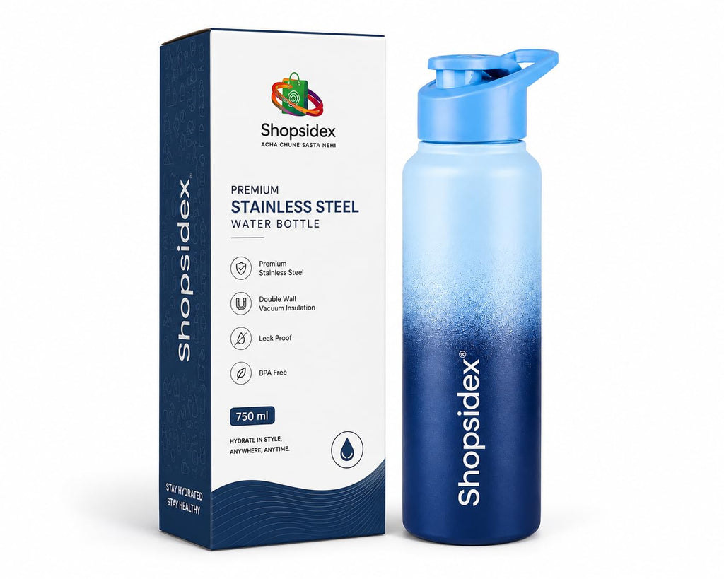 Water Bottle 1 ltr Stainless Steel Sports/Fridge Bottle with Dual Cap |