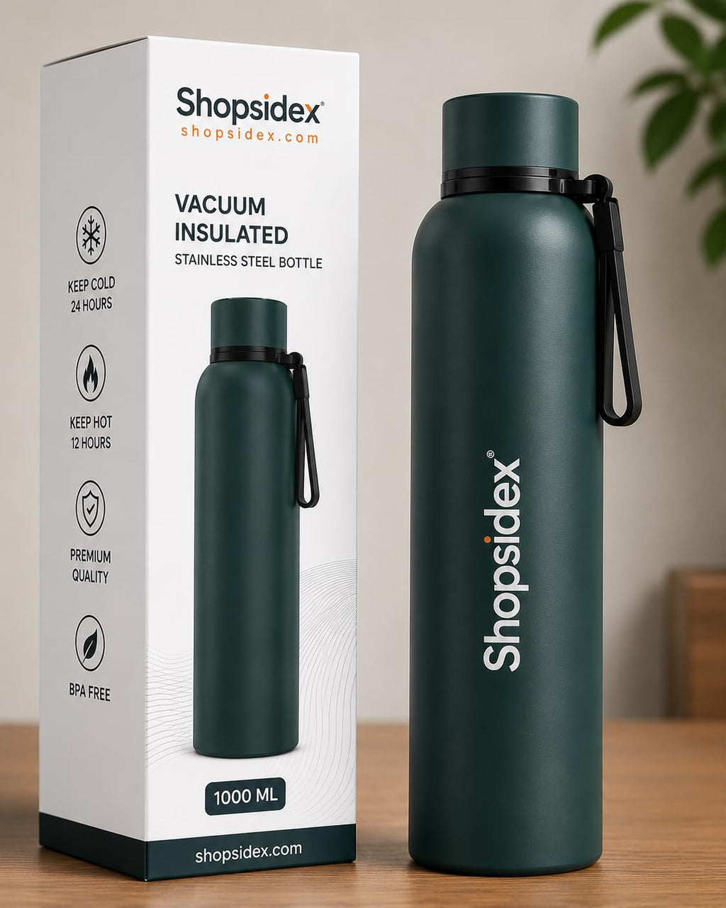 Water Bottle 1 LTR Stainless Steel | Hot and Cold Flask | ISI Certified Steel Bottle 2 Layer Insulation