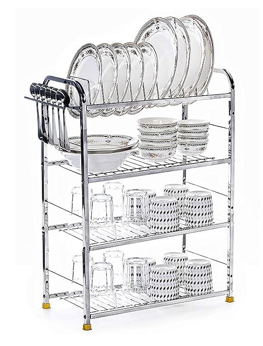Wall Mount Kitchen Utensils Dish Rack | Stainless Steel Utensil Stand With Plate & Cutlery Holder (31 X 30 Inches) | (18 x 24)