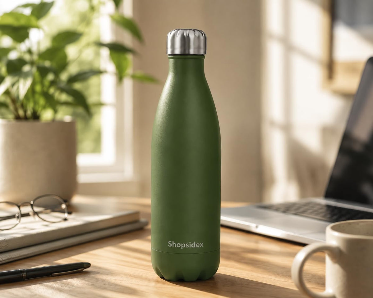 Matt Military Green Stainless Steel Water Bottle 1000ml