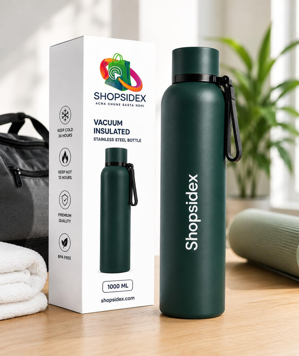 Water Bottle 1 LTR Stainless Steel | Hot and Cold Flask | ISI Certified Steel Bottle 2 Layer Insulation