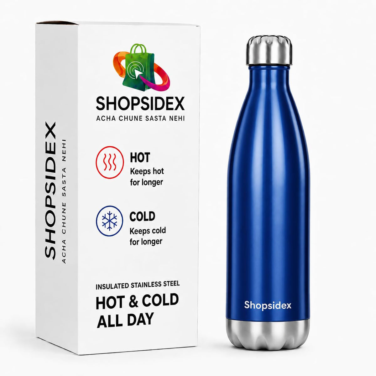 Painted Blue Stainless Steel Water Bottle 1000ml