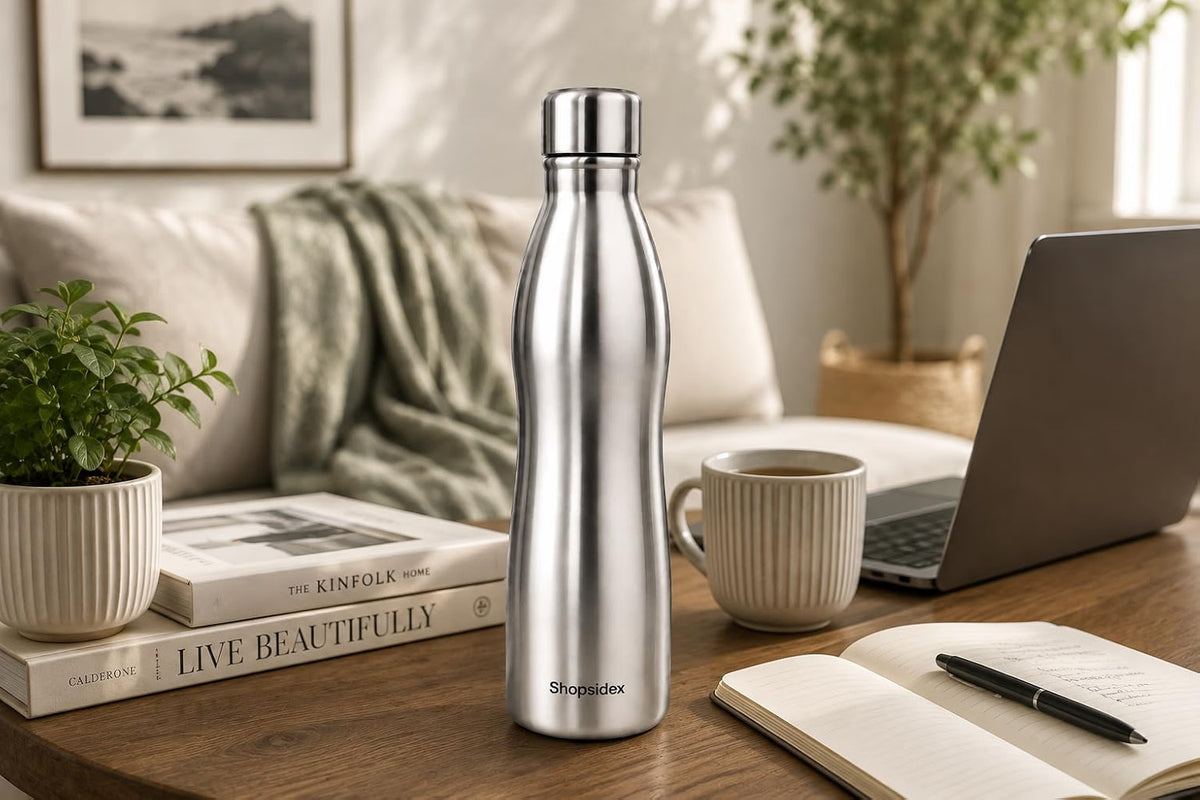 Water Bottle Silver Curve