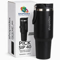 Tumbler with Straw & Top Handle 1.2L | Insulated Stainless Steel Sipper Water Bottle for Adults with Dual Flip Opening Sip-Swig Leakproof Lid for Office & Gym (Black Noir)