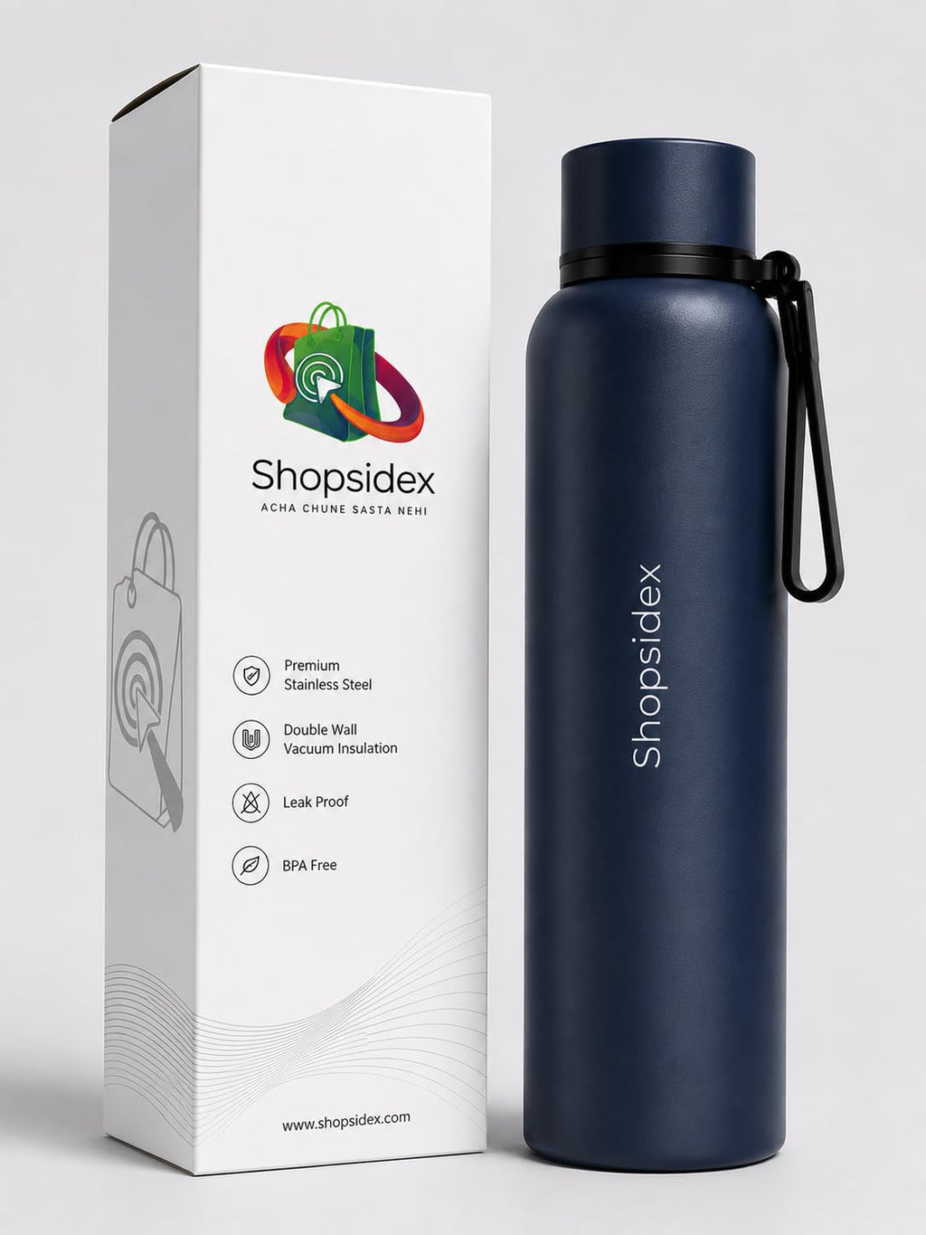 Water Bottle 1 LTR Stainless Steel | Hot and Cold Flask | ISI Certified Steel Bottle 2 Layer Insulation