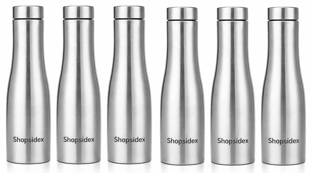 Water Bottle Quality Hi-Rise Stainless Steel Single Wall 1000ML, Fridge Water Bottle |BPA Free | single wall Leak-Proof, Best for School/Office/Home/College/running (pack 6)