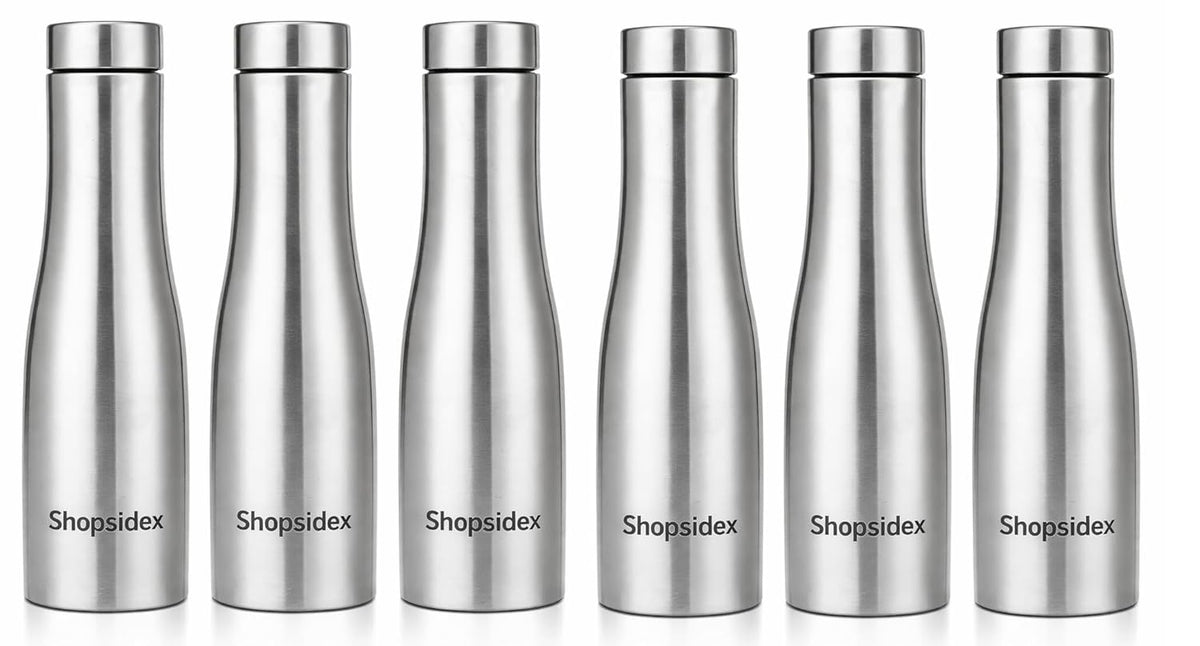 Water Bottle Quality Hi-Rise Stainless Steel Single Wall 1000ML, Fridge Water Bottle |BPA Free | single wall Leak-Proof, Best for School/Office/Home/College/running (pack 6)