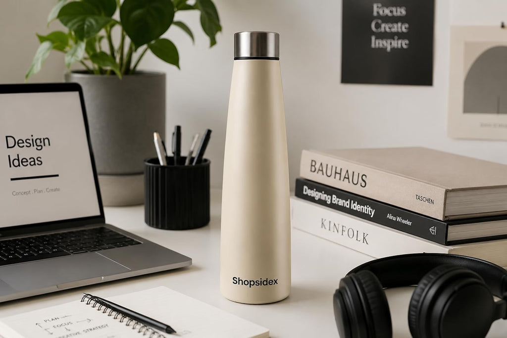 Beige Stainless Steel Water Bottle 1000ml