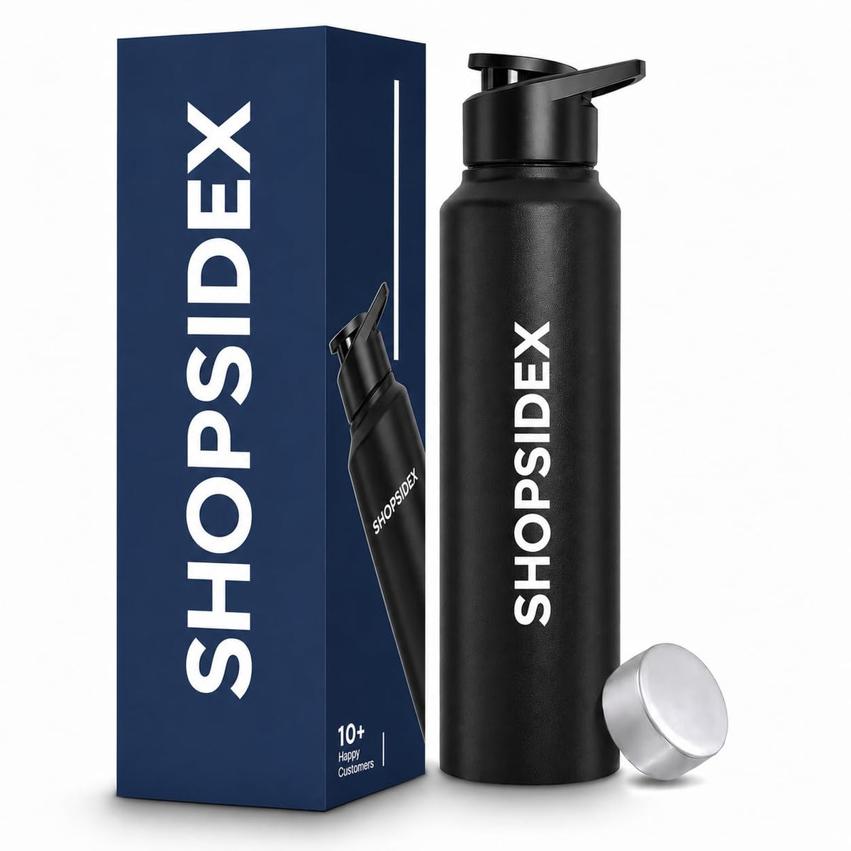Water Bottle 1 ltr Stainless Steel Sports/Fridge Bottle with Dual Cap | Single Wall | For Home, Office, Gym, Travelling | Lightweight | BPA Free, Black