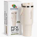 Tumbler with Straw & Top Handle 1.2L | Insulated Stainless Steel Sipper Water Bottle for Adults with Dual Flip Opening Sip-Swig Leakproof Lid for Office & Gym (Pearl White)