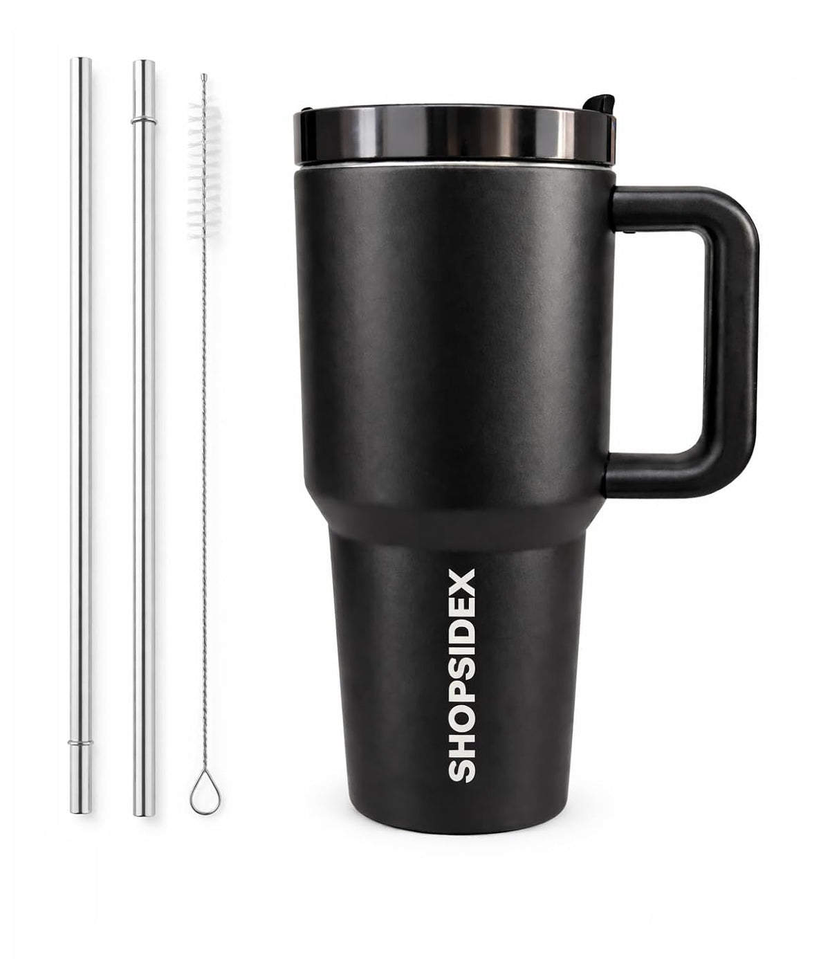 Shopsidex Tumbler with lid and Straw 1200ML Cup Stainless Steel Vacuum Insulated Tumbler for Water, Iced Tea or Coffee 1200ML Office Gym Travellingwith 2 Straw and 1 Cleaning Brush (Z- Black)