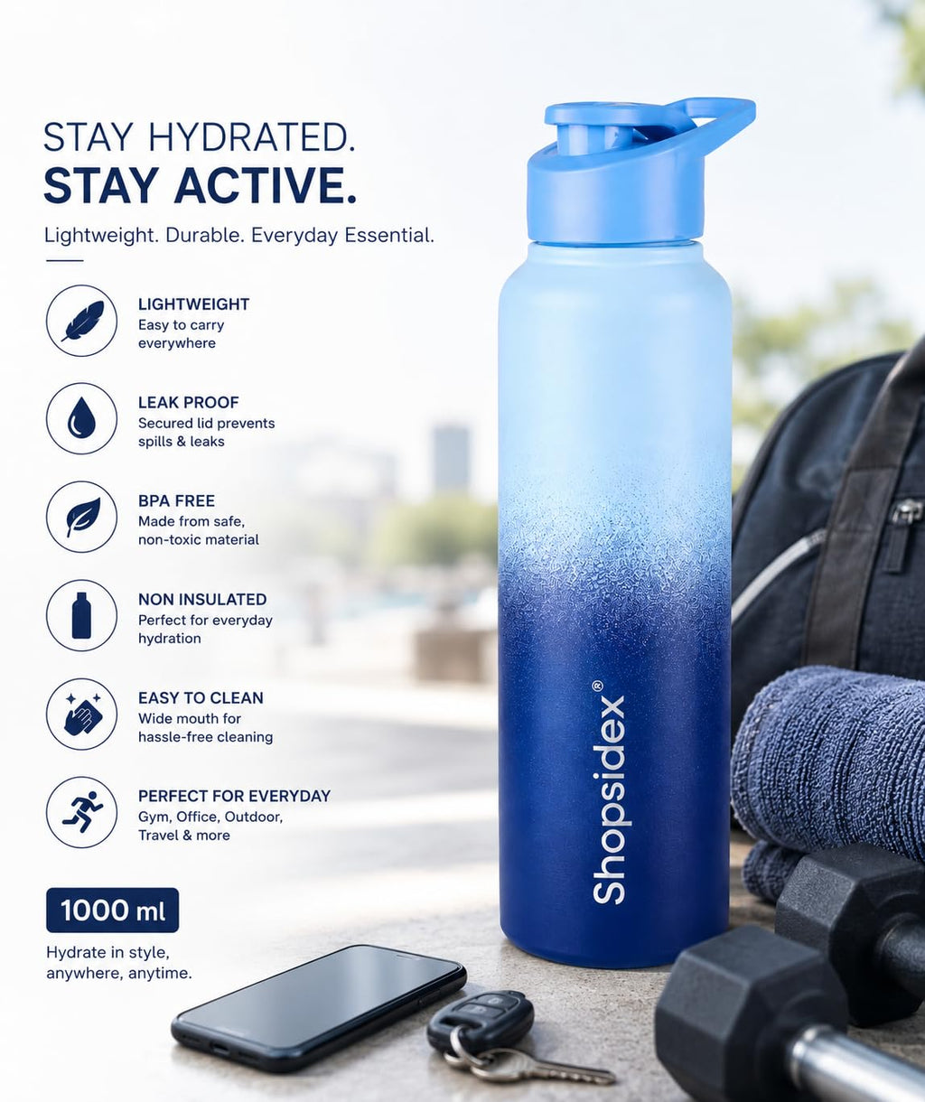 Water Bottle 1 ltr Stainless Steel Sports/Fridge Bottle with Dual Cap |