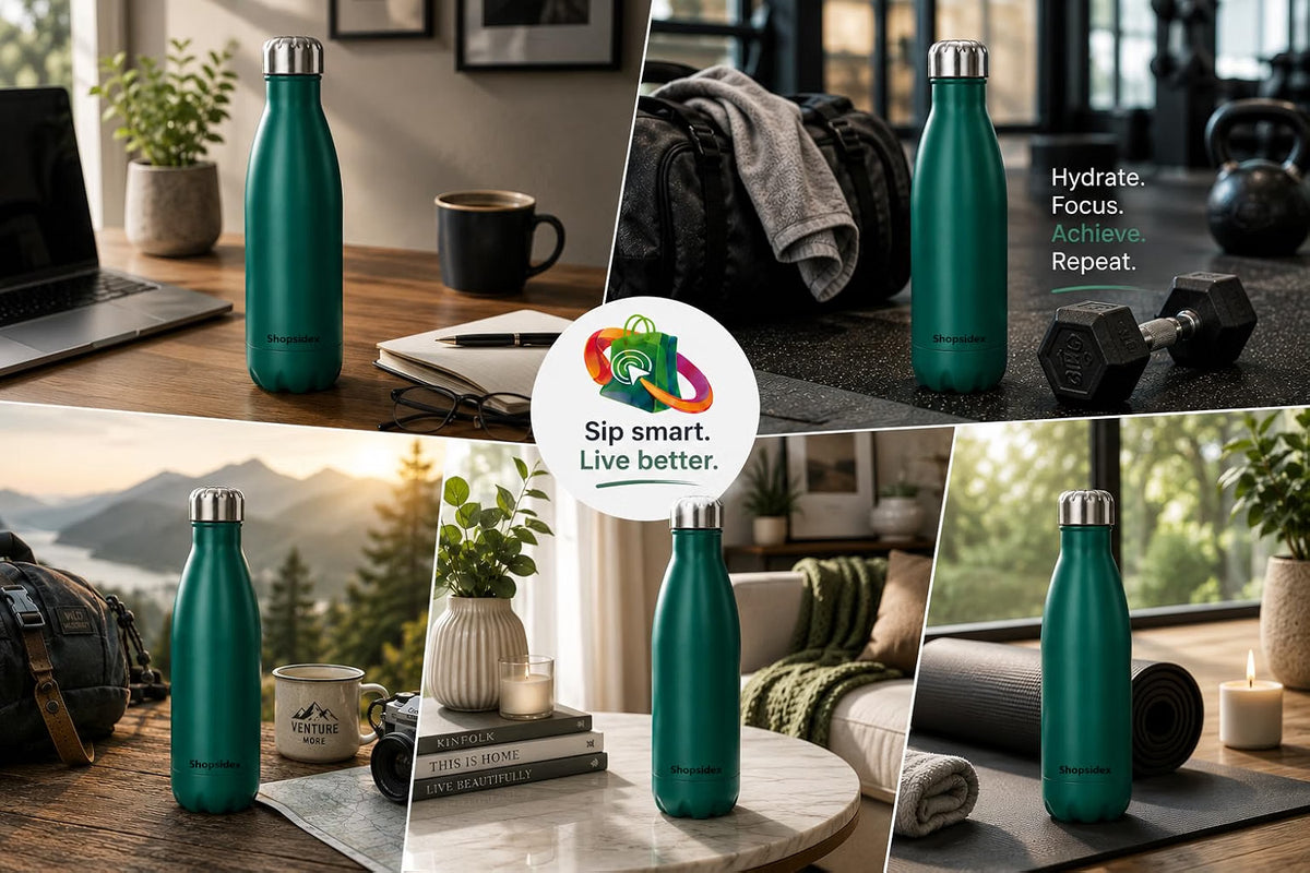 Matt Dark Green  Stainless Steel Water Bottle 1000ml