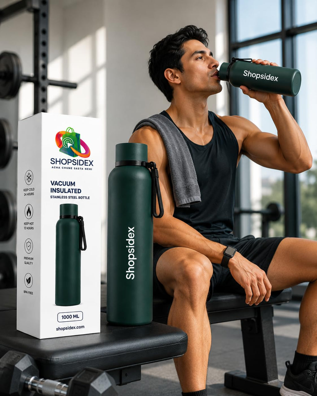 Water Bottle 1 LTR Stainless Steel | Hot and Cold Flask | ISI Certified Steel Bottle 2 Layer Insulation