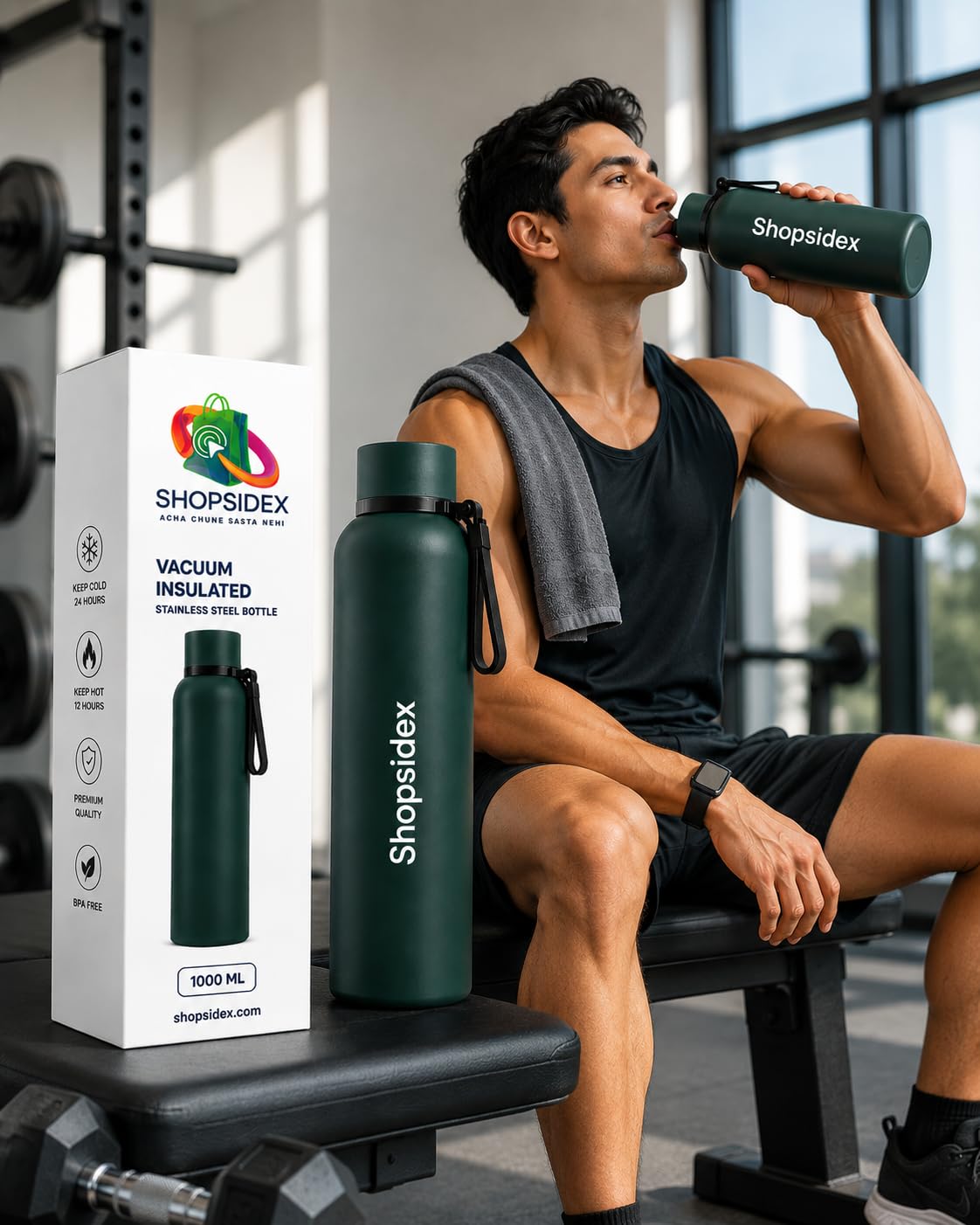 Water Bottle 1 LTR Stainless Steel | Hot and Cold Flask | ISI Certified Steel Bottle 2 Layer Insulation