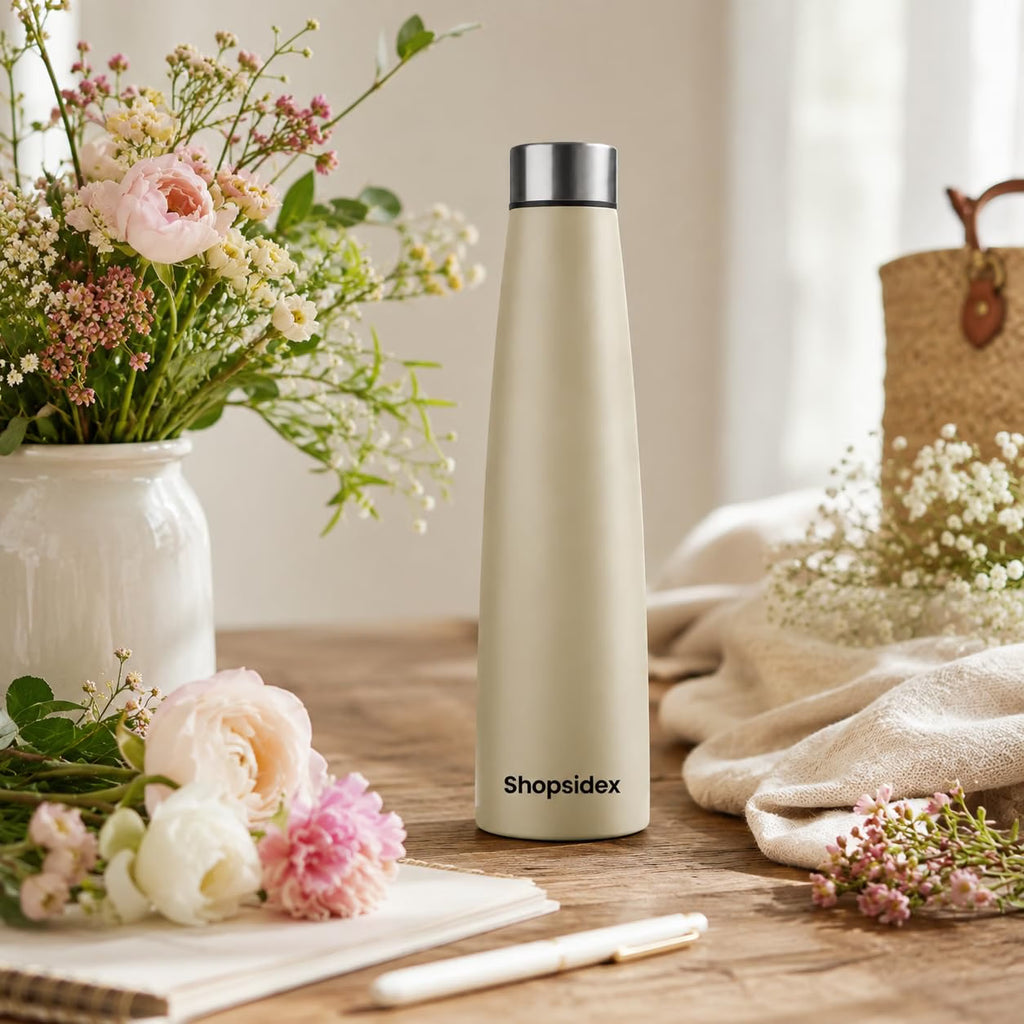 Beige Stainless Steel Water Bottle 1000ml