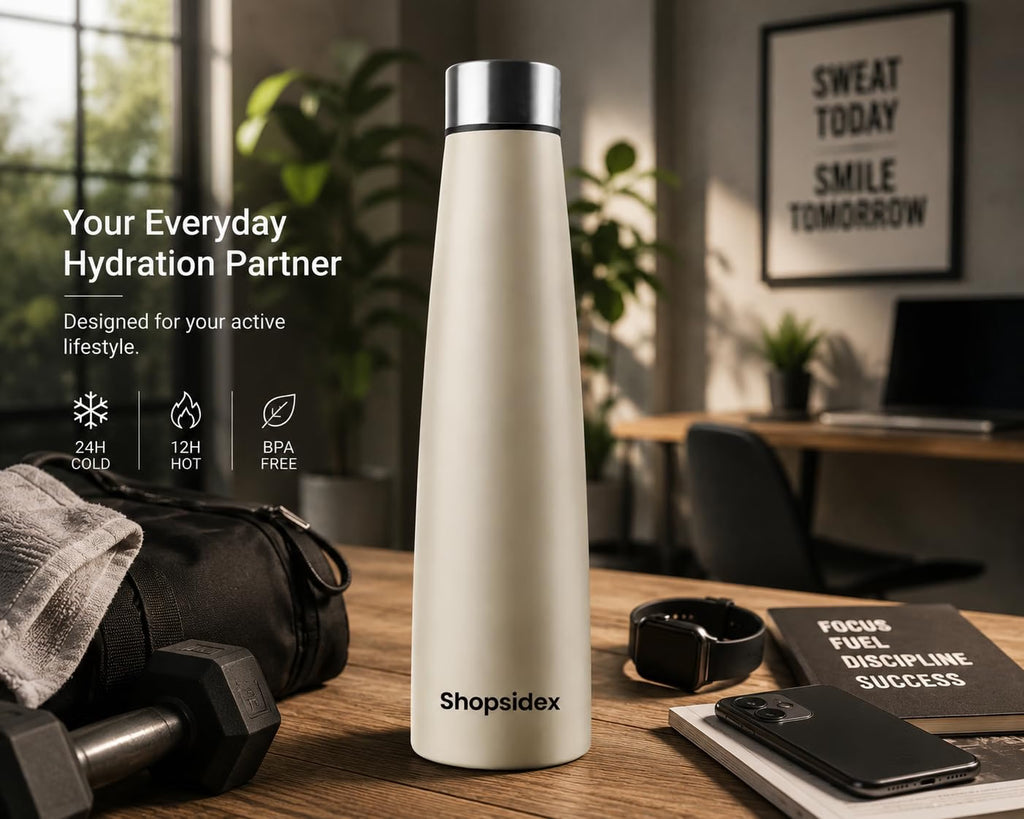 Beige Stainless Steel Water Bottle 1000ml