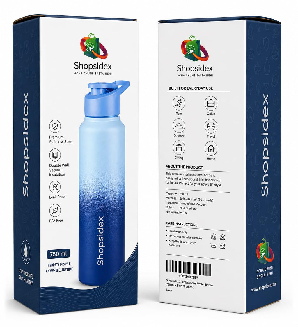 Water Bottle 1 ltr Stainless Steel Sports/Fridge Bottle with Dual Cap |