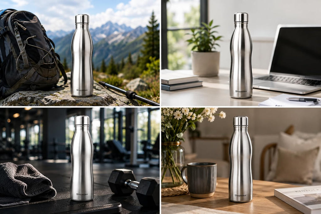 Water Bottle Silver Curve