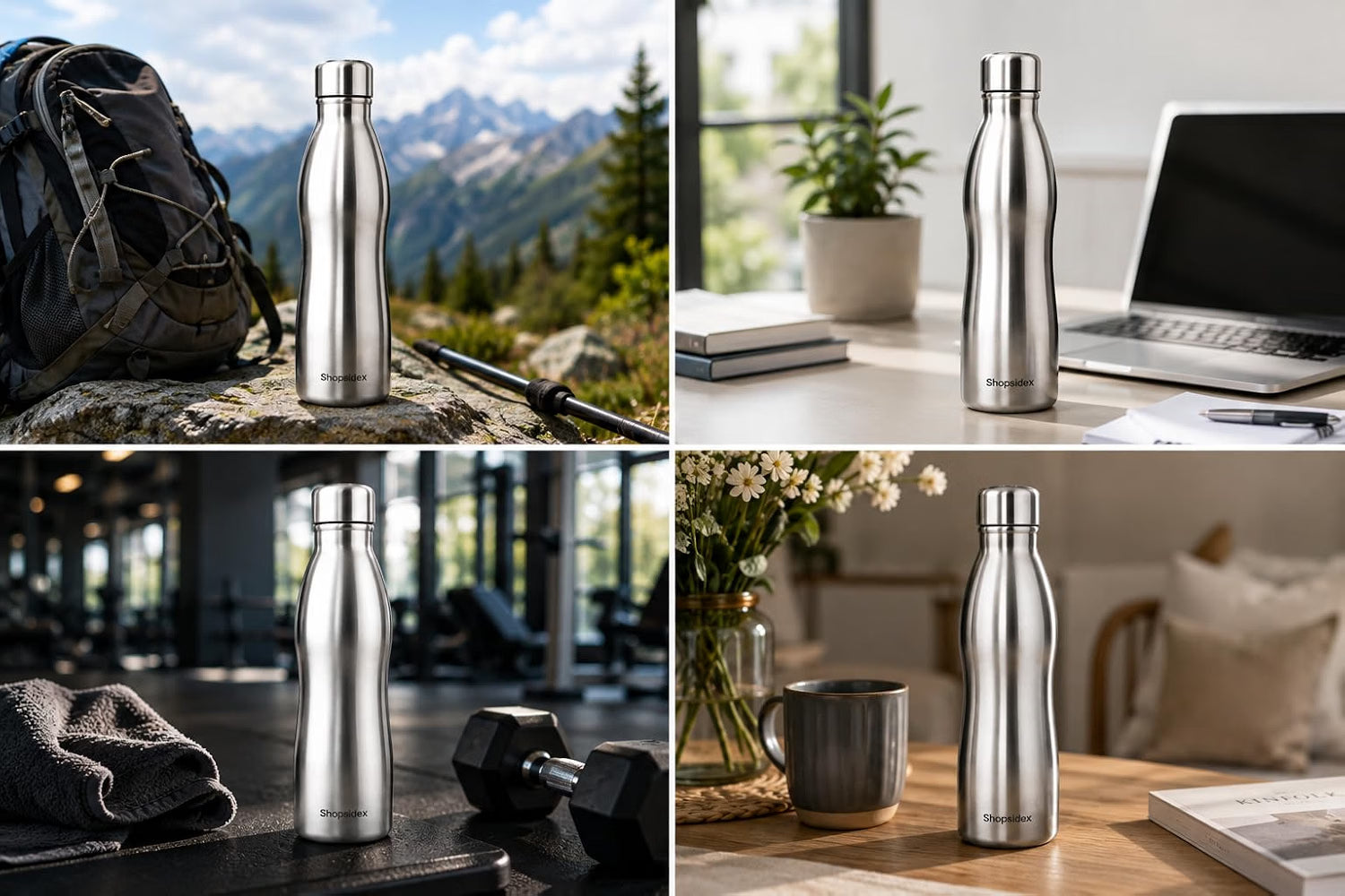 Water Bottle Silver Curve