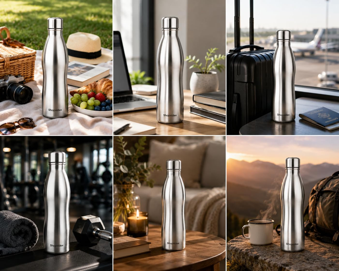 Water Bottle Silver Curve
