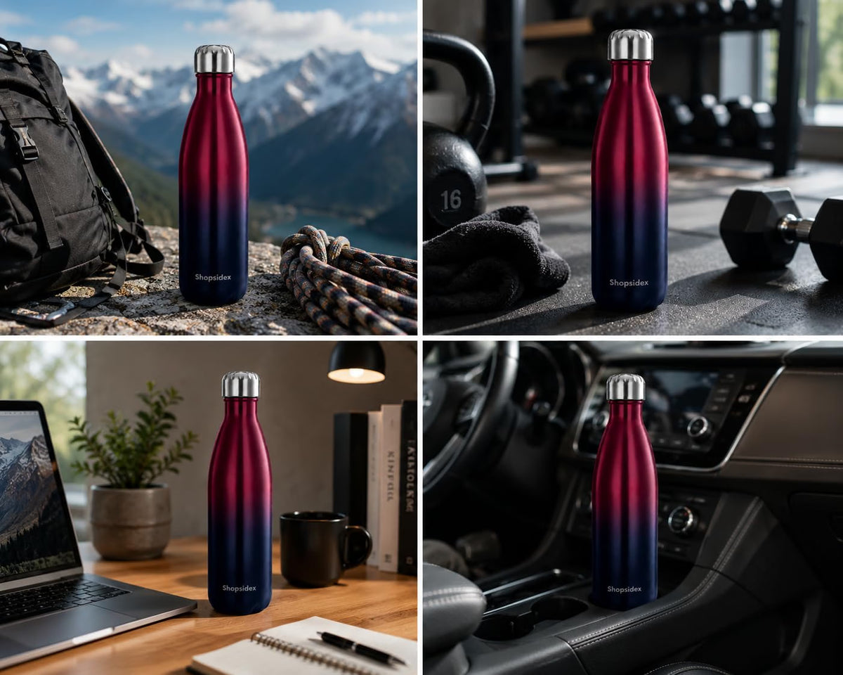 Matte Burgundy Stainless Steel Water Bottle 1000ml