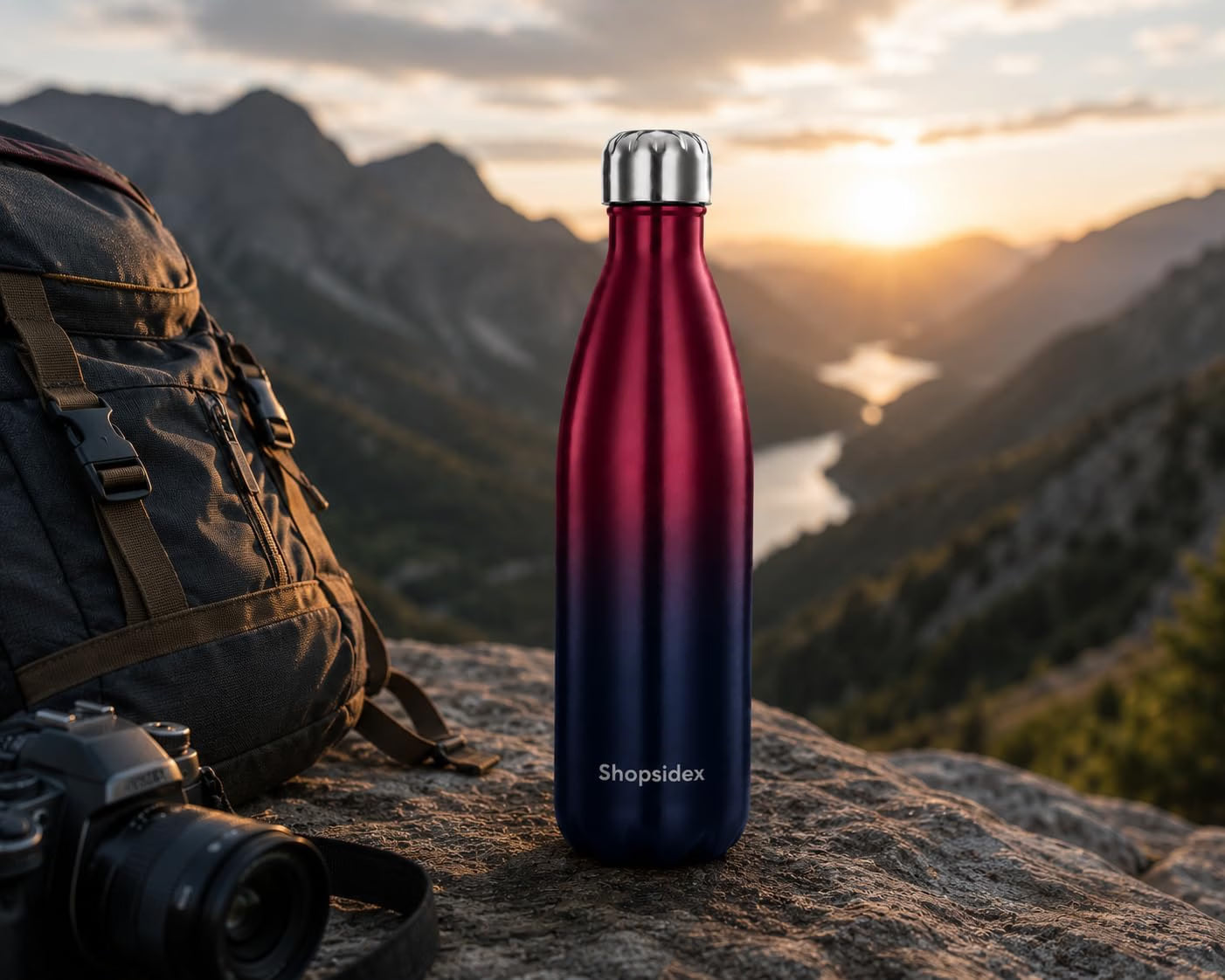 Matte Burgundy Stainless Steel Water Bottle 1000ml