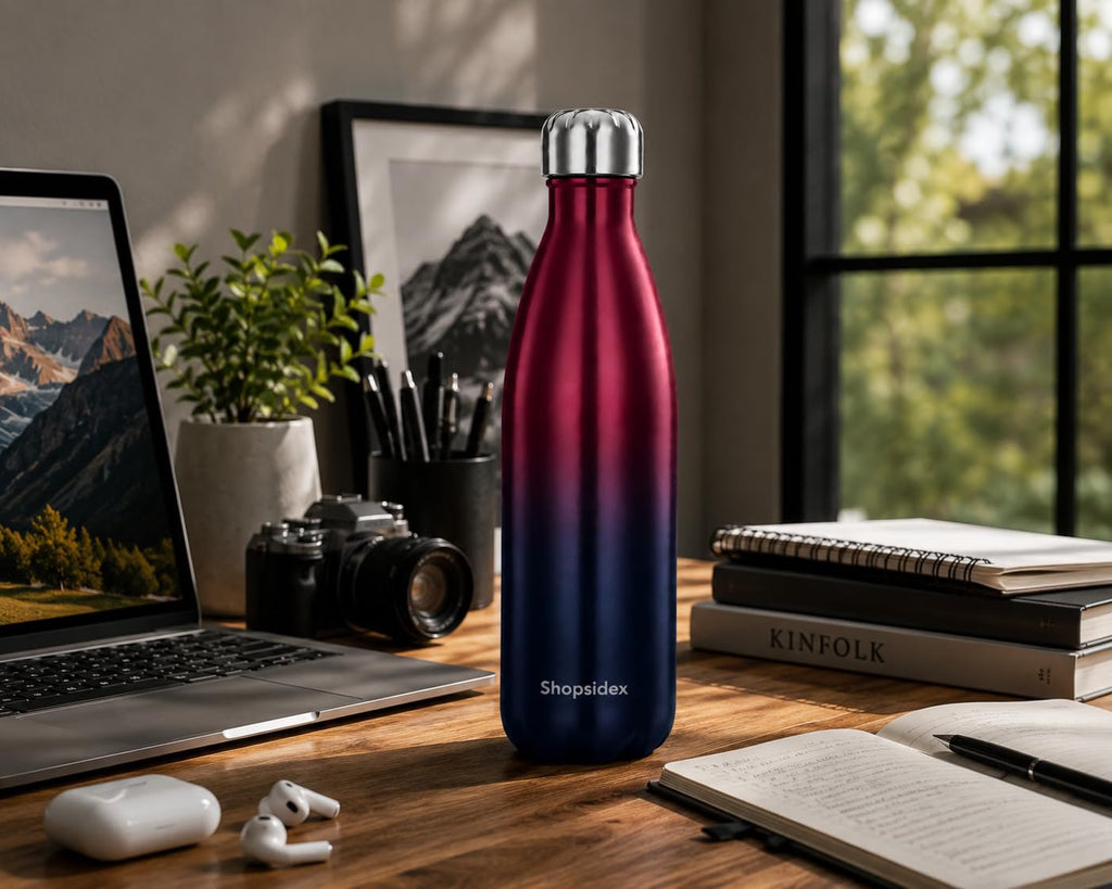 Matte Burgundy Stainless Steel Water Bottle 1000ml