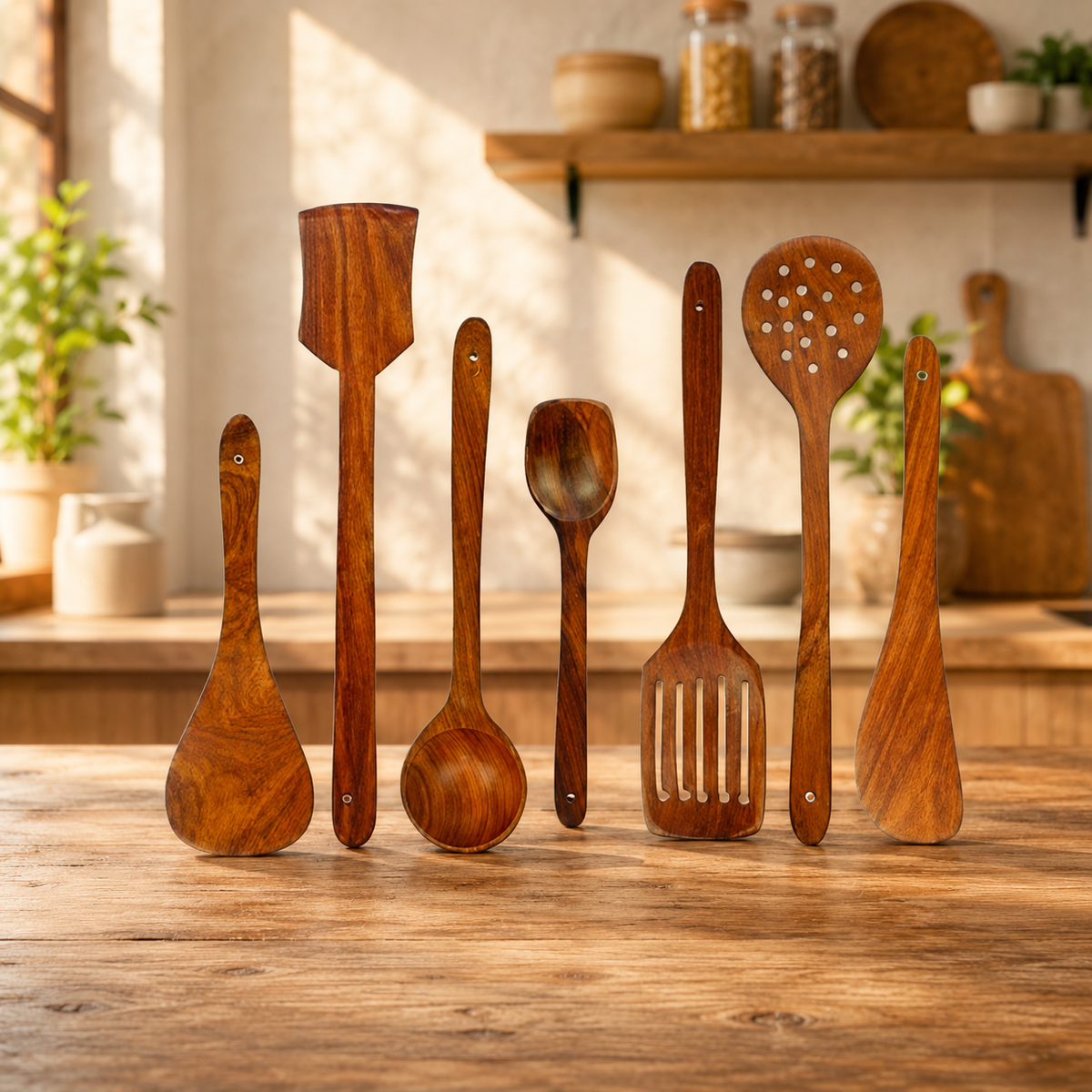 Spatula Wooden Spoons and Spatula for Cooking, Spatula for Non Stick pan Sleek