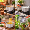 Pure Aluminium Saucepan | 1.5 Litre | Tea & Milk Pan | Silver | Steel Handle