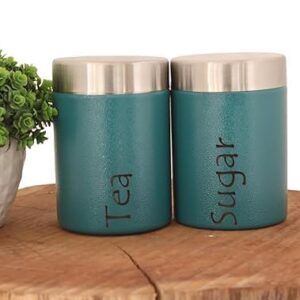 Home tea sugar containers set of 2 steel container for storage jar (coffee sugar (tea sugar blue pack)