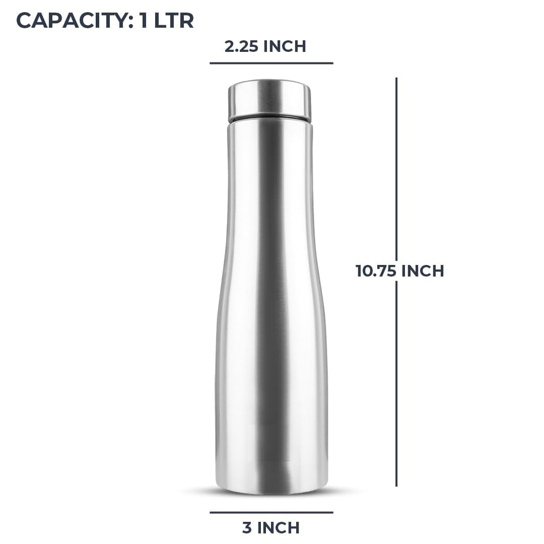 stainless steel water bottle, 1000 ml, silver, leak proof, modern design stainless steel water bottle, 1000 ml, silver, leak proof, modern design