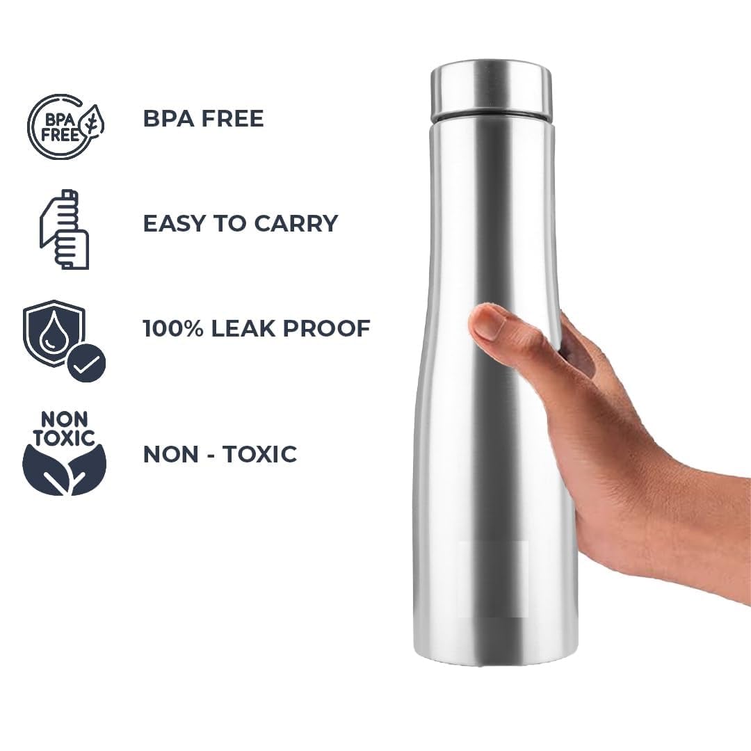 stainless steel water bottle, 1000 ml, silver, leak proof, modern design stainless steel water bottle, 1000 ml, silver, leak proof, modern design