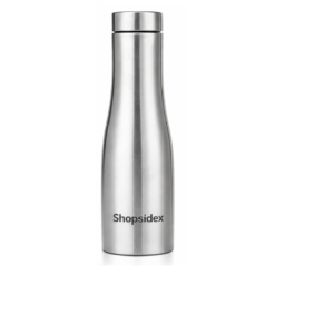 stainless steel water bottle, 1000 ml, silver, leak proof, modern design