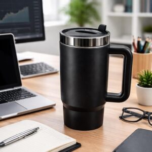 tumbler with lid and straw 1200ml cup stainless steel vacuum insulated tumbler for water, iced tea or coffee 1200ml office gym travellingwith 2 straw and 1 cleaning brush (z black)
