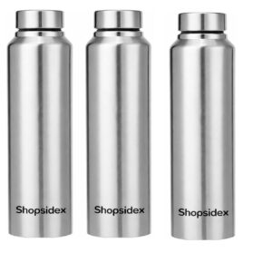 bottle stainless steel water bottle, 1000 ml, silver, leak proof, modern design stainless steel water bottle,school/college/office/home/kitchen/gym/travelling (pack 3)