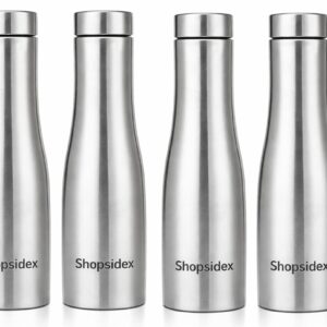 water bottle quality hi rise stainless steel single wall 1000ml, fridge water bottle |bpa free | single wall leak proof, best for school/office/home/college/running (pack 6)
