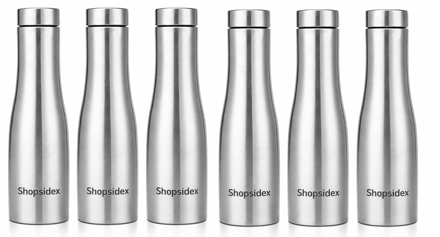 water bottle quality hi rise stainless steel single wall 1000ml, fridge water bottle |bpa free | single wall leak proof, best for school/office/home/college/running (pack 6) water bottle quality hi rise stainless steel single wall 1000ml, fridge water bottle |bpa free | single wall leak proof, best for school/office/home/college/running (pack 6)