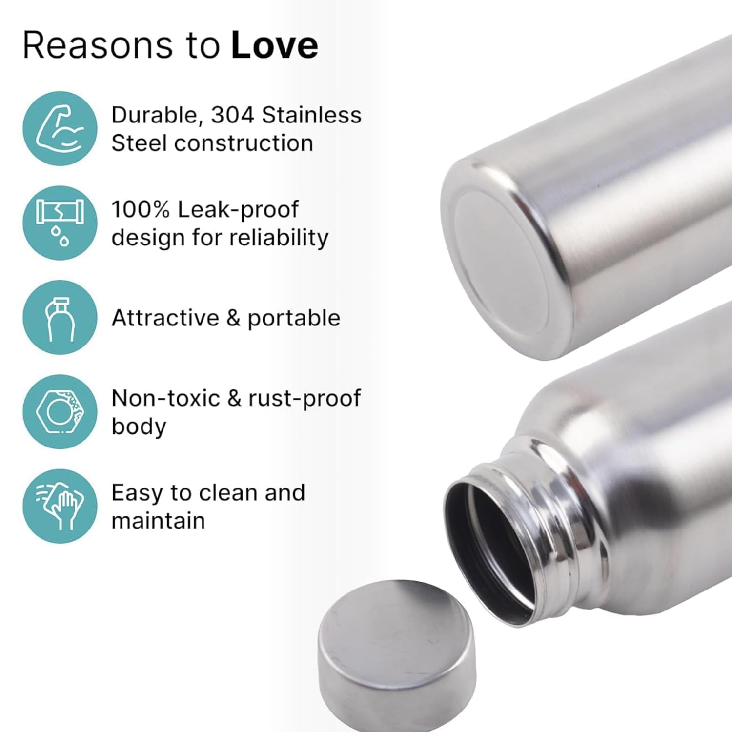 bottle stainless steel water bottle, 1000 ml, silver, leak proof, modern design stainless steel water bottle,school/college/office/home/kitchen/gym/travelling (pack 1) bottle stainless steel water bottle, 1000 ml, silver, leak proof, modern design stainless steel water bottle,school/college/office/home/kitchen/gym/travelling (pack 1)