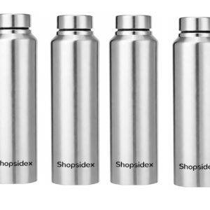 shopsidex water bottle stainless steel water bottle, 1000 ml, silver, leak proof, modern design stainless steel water bottle,school/college/office/home/kitchen/gym/travelling (pack 6)