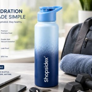 water bottle 1 ltr stainless steel sports/fridge bottle with dual cap | single wall | for home, office, gym, travelling | lightweight | bpa free, silver (copy)